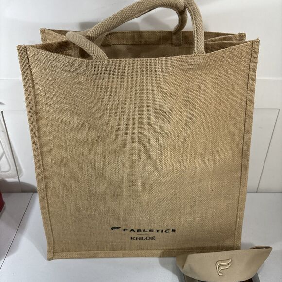 Fabletics X Khloé Promo Burlap Tote Bag & Visor NEW Rare! - Picture 3 of 8